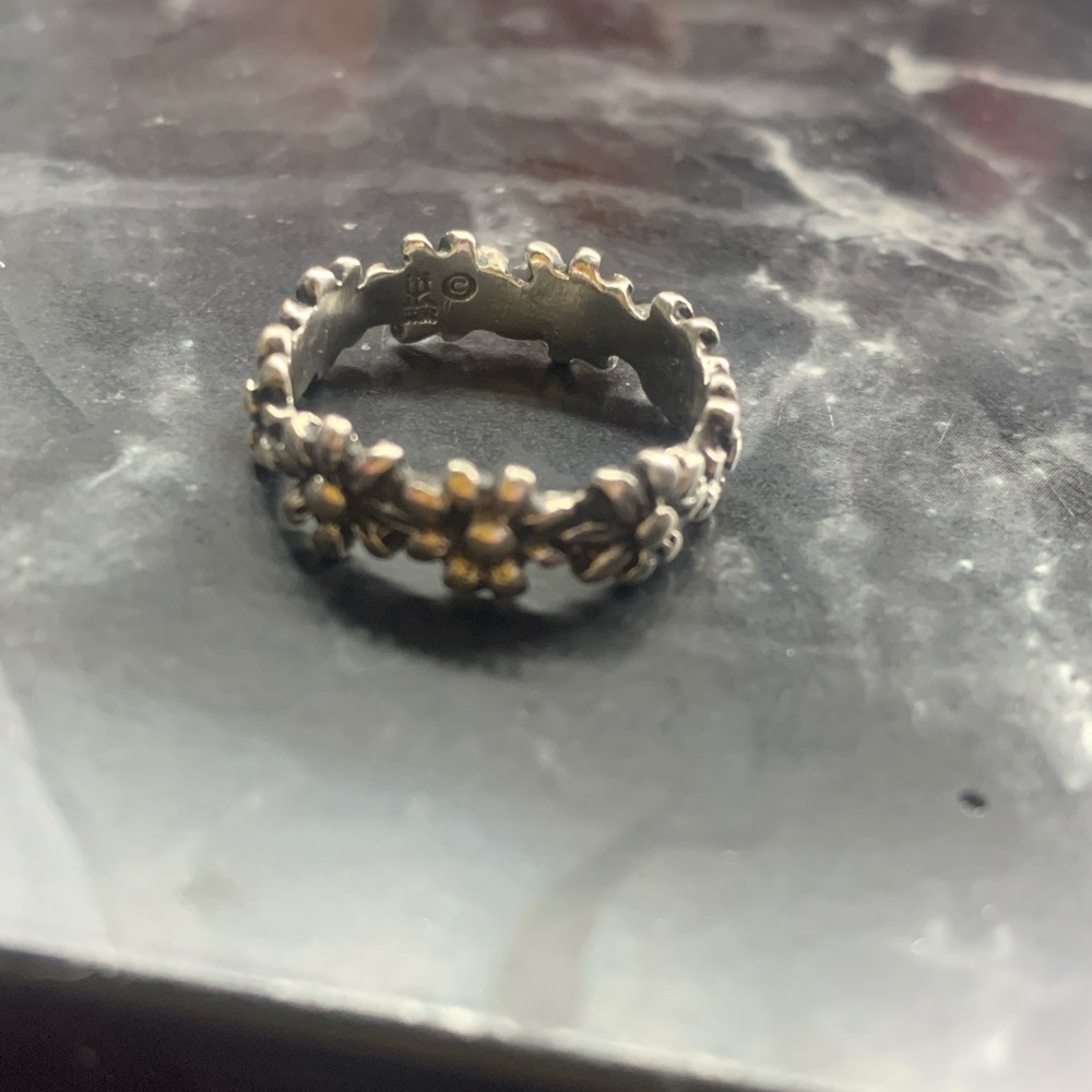 Floral Silver and Gold Ring